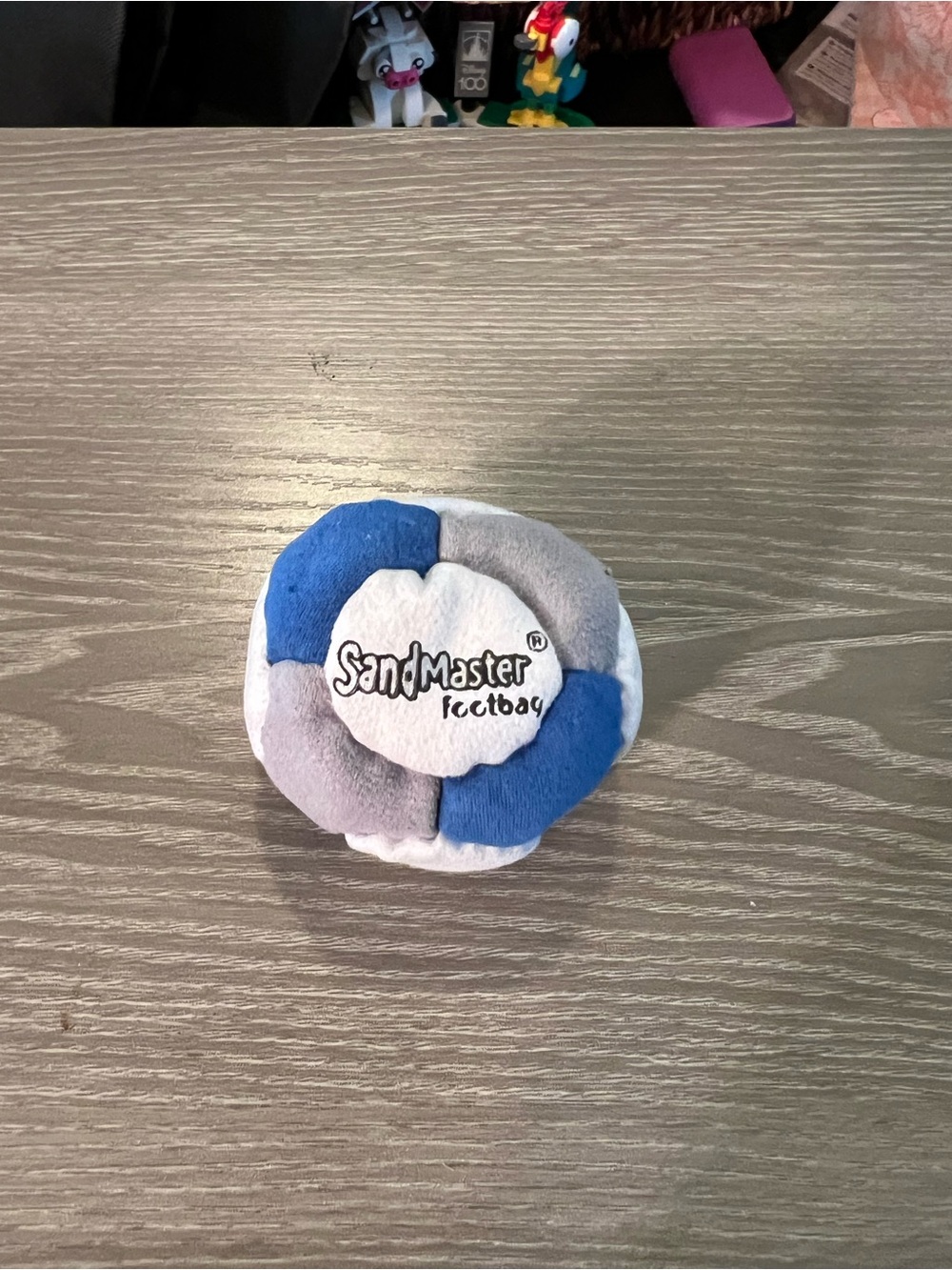 Kids Footbag - Blue & Gray Plush Hacky Sack
